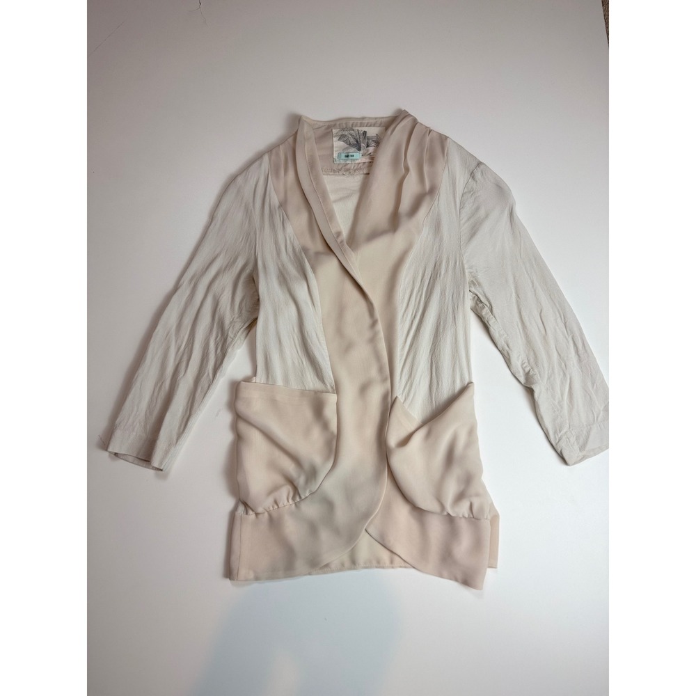 Kimchi Blue Womens Open Front Cardigan Beige Cream Mixed Media Shawl Collar‎ S